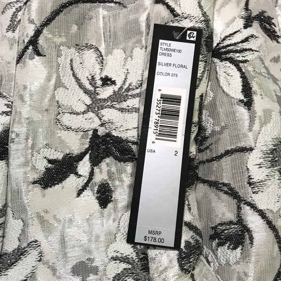 Tahari Silver Floral A-Line Dress - Women’s 2 NEW! - Picture 7 of 10